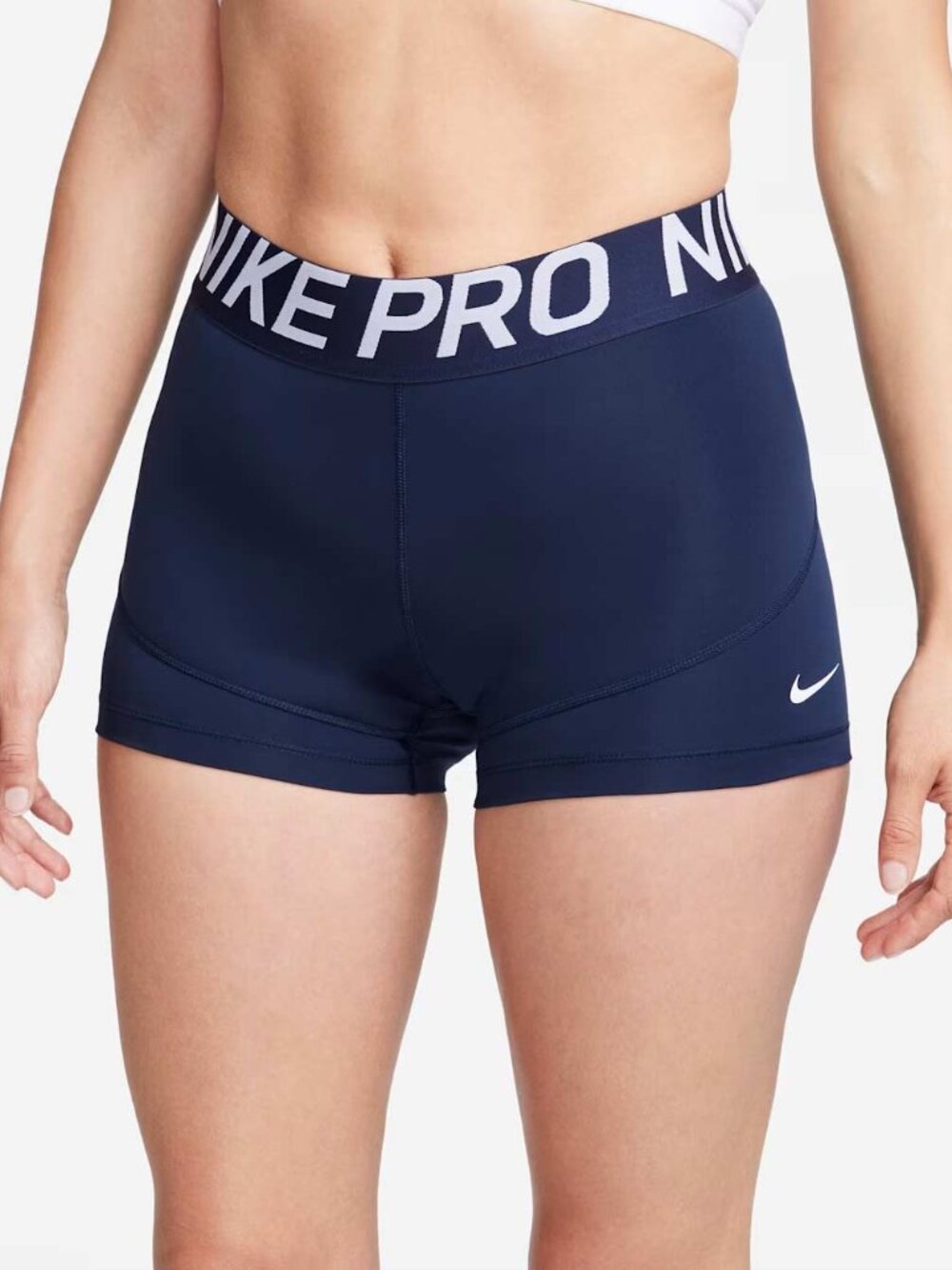 Nike Pro Navy Blue Mid Rise 3" Biker Shorts - Women's Medium